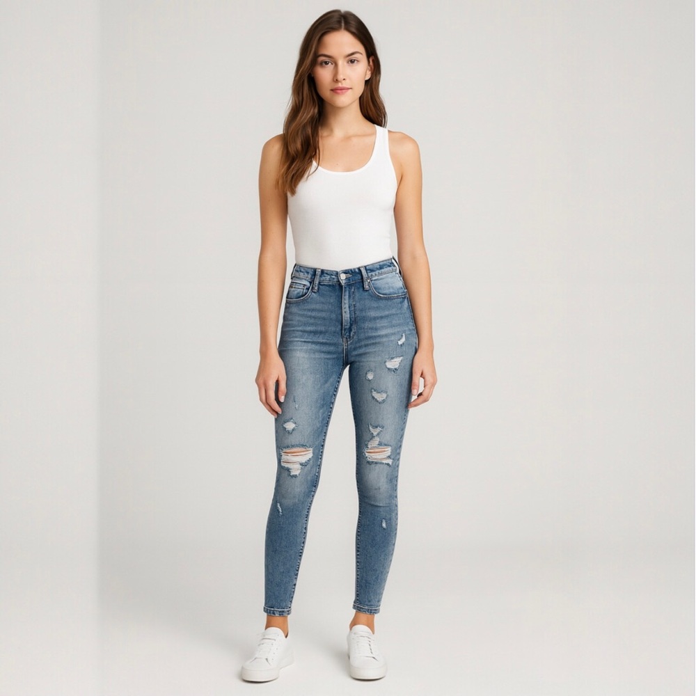 Flying Monkey 30 High Rise Skinny Jeans Women’s Distressed Stretch Y3620R